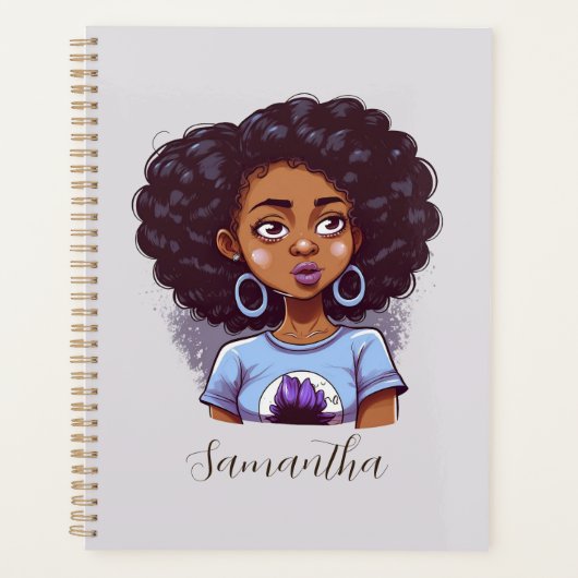 Classy en Elegant Afro Woman Planner (Voorkant)