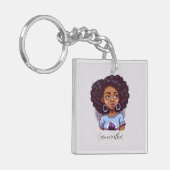 Classy en Elegant Afro Woman Sleutelhanger (Voorkant Links)