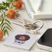 Classy en Elegant Afro Woman Sleutelhanger (Voorkant Rechts)