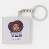 Classy en Elegant Afro Woman Sleutelhanger (Achterkant)