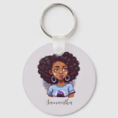 Classy en Elegant Afro Woman Sleutelhanger (Voorkant)