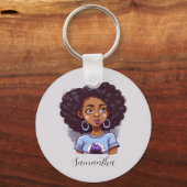 Classy en Elegant Afro Woman Sleutelhanger (Voorkant)