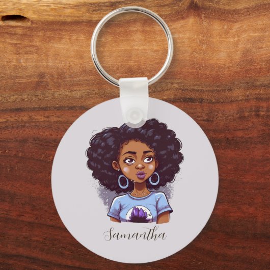 Classy en Elegant Afro Woman Sleutelhanger (Voorkant)