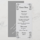 Classy en elegant grijs wit bruiloft diner menu (Voorkant / Achterkant)