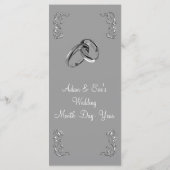 Classy en elegant grijs wit bruiloft diner menu (Achterkant)