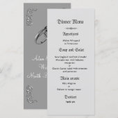 Classy en elegant grijs wit bruiloft diner menu (Voorkant / Achterkant)