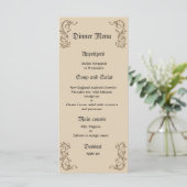 Classy en elegant huwelijksdiner menu (Staand voorkant)