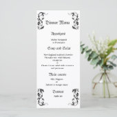 Classy en elegant huwelijksdiner menu (Staand voorkant)