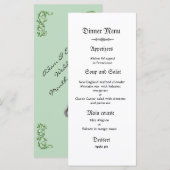 Classy en elegante groene bruiloft diner menu (Voorkant / Achterkant)