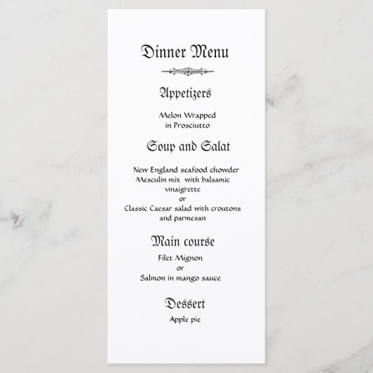 Classy en elegante groene bruiloft diner menu (Voorkant)