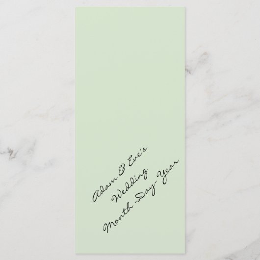 Classy en elegante groene bruiloft diner menu (Achterkant)