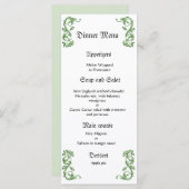 Classy en elegante groene bruiloft diner menu (Voorkant / Achterkant)