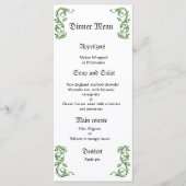 Classy en elegante groene bruiloft diner menu (Voorkant)