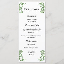 Classy en elegante groene bruiloft diner menu