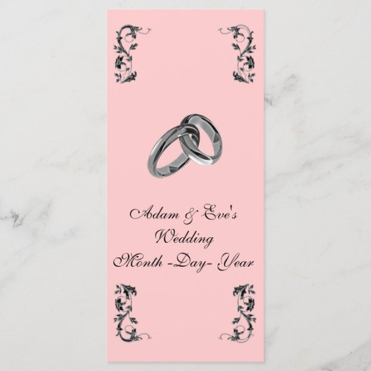 Classy en elegante roze bruiloft diner menu (Achterkant)