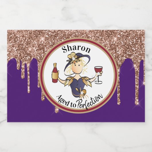 Classy en Fun Personalized Birthday Toast Sparkling Wijnetiket (Enkel label)