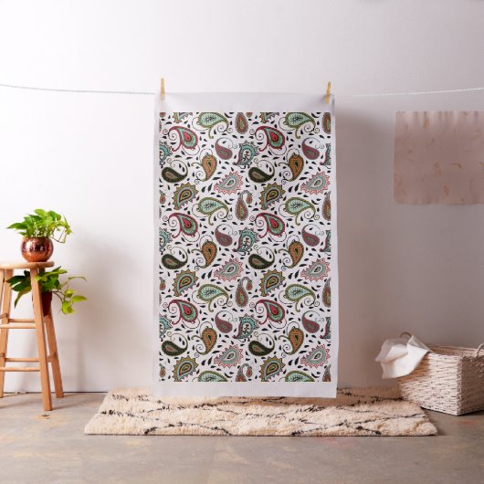 Classy en mooie Paisley op wit Stof (Voorbeeld)