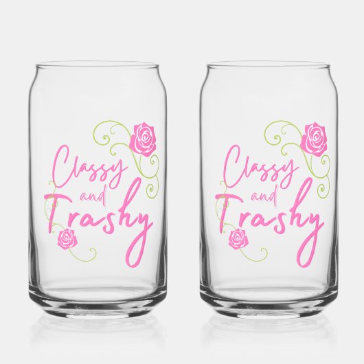 Classy en Trashy Pink Rose Blikvorm Glas (Voorkant)