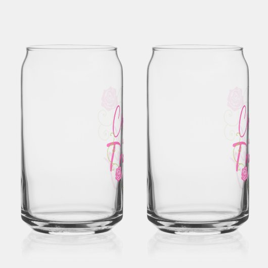 Classy en Trashy Pink Rose Blikvorm Glas (Rechts)
