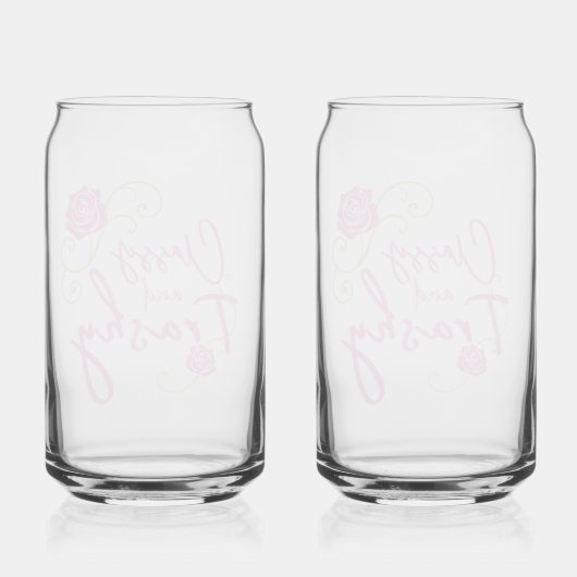 Classy en Trashy Pink Rose Blikvorm Glas (Achterkant)