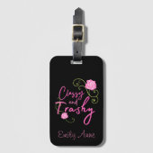 Classy en Trashy Pink Rose gepersonaliseerd Bagagelabel (Voorkant (verticaal))