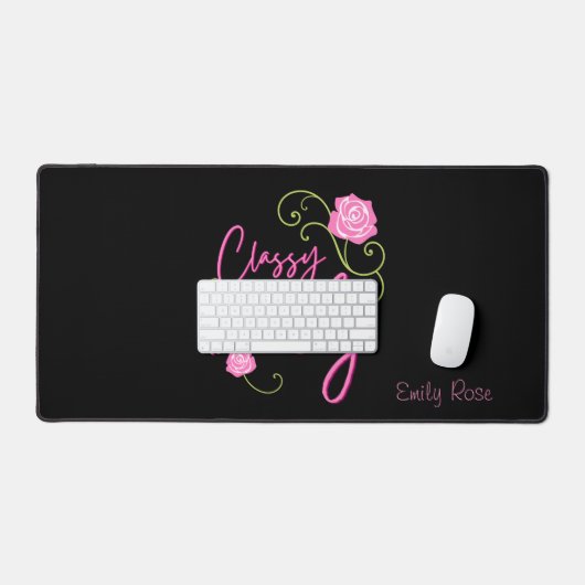 Classy en Trashy Pink Rose gepersonaliseerd Bureaumat (Keyboard & Muis)
