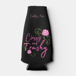 Classy en Trashy Pink Rose gepersonaliseerd Flesjeskoeler