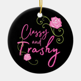 Classy en Trashy Pink Rose gepersonaliseerd Keramisch Ornament