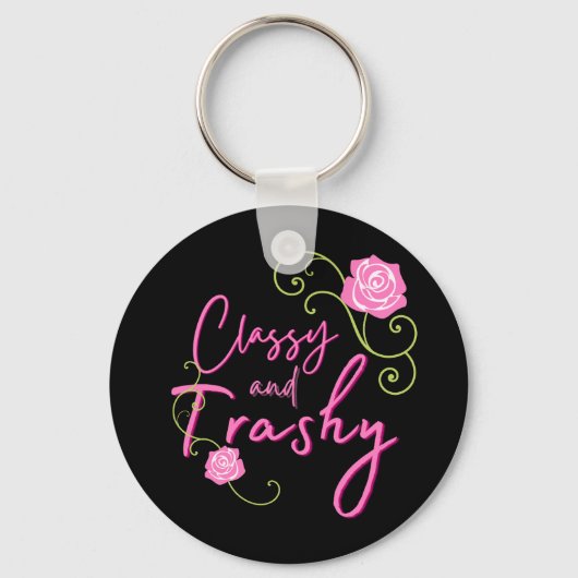 Classy en Trashy Pink Rose Sleutelhanger (Achterkant)