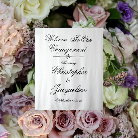 Classy Engagement Party Custom Names Chic Achtergr Wandkleed