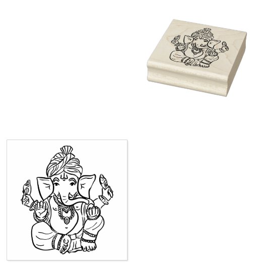 Classy etnische Ganesha | Indiase God Tekening Rubberstempel (Gestempeld)