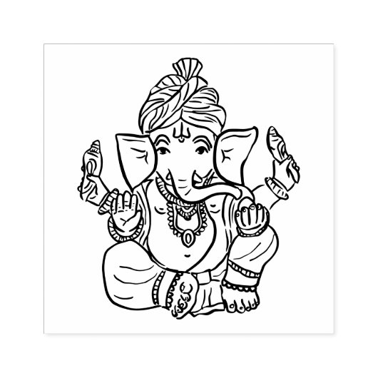 Classy etnische Ganesha | Indiase God Tekening Rubberstempel (Afrduk)