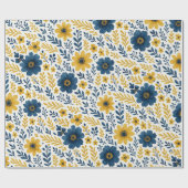 Classy Etnische Mediterrane Bloemenkunst Patroon Cadeaupapier (Vlak)