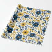 Classy Etnische Mediterrane Bloemenkunst Patroon Cadeaupapier (Uitgerold)