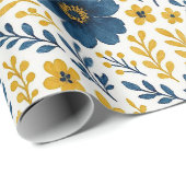 Classy Etnische Mediterrane Bloemenkunst Patroon Cadeaupapier (Rol Hoek)