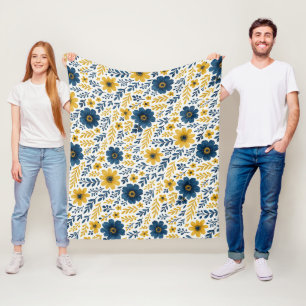 Classy Etnische Mediterrane Bloemenkunst Patroon Fleece Deken