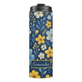 Classy Etnische Mediterrane Bloemenkunst Patroon Thermosbeker