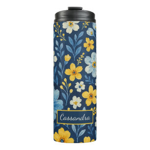 Classy Etnische Mediterrane Bloemenkunst Patroon Thermosbeker