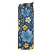 Classy Etnische Mediterrane Bloemenkunst Patroon Thermosbeker (Gedraaid links)