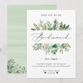 Classy Eucalyptus Leaves is mijn Bridesmaid-voorst Kaart (Voorkant / Achterkant)