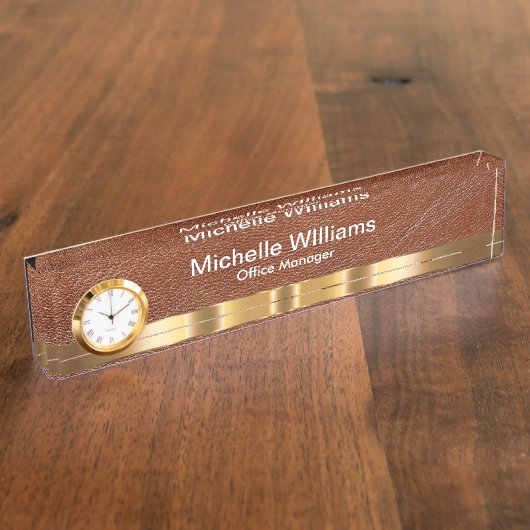 Classy Executive Gift Leather Look Desk Name Plate Naambordje (Zijkant)