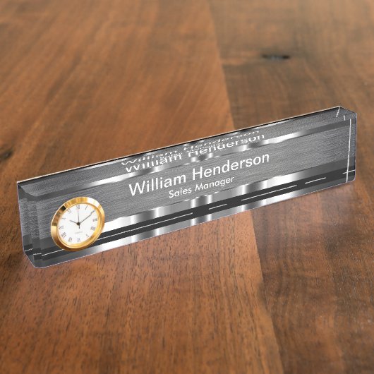 Classy Executive Gift Silver Tone Desk Name Bord Naambordje (Zijkant)