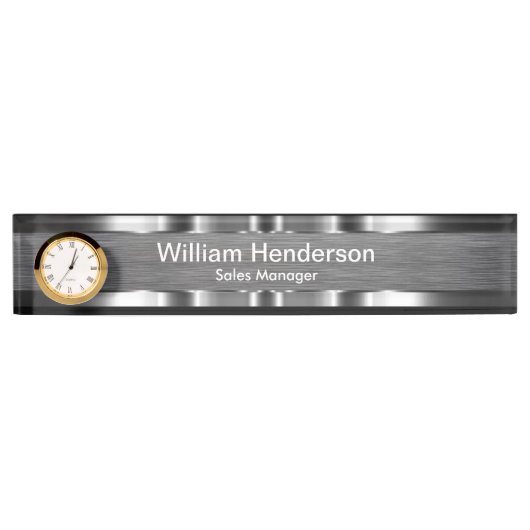 Classy Executive Gift Silver Tone Desk Name Bord Naambordje (Voorkant)