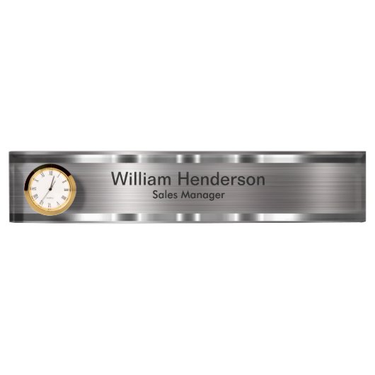 Classy Executive Gift Silver Tone Desk Name Bord Naambordje (Voorkant)