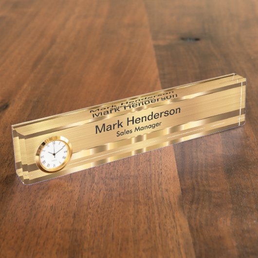Classy Executive Gold Tone Gift Desk Name Bord Naambordje (Zijkant)