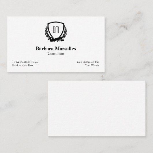 Classy Executive Monogram Stijl Visitekaartje (Voorkant / Achterkant)