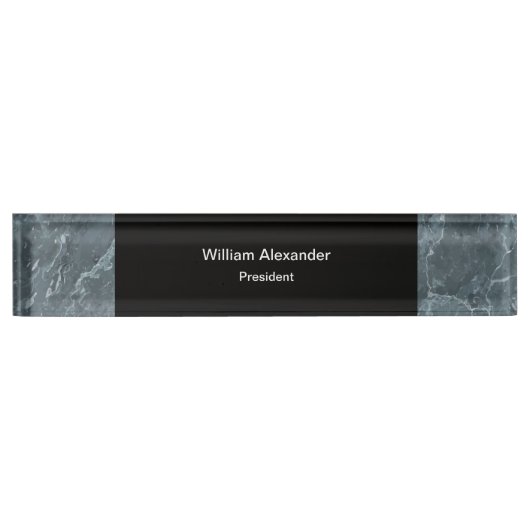 Classy Executive Monogram Stone Look Naambordje (Voorkant)