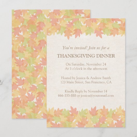 Classy Fall laat Thanksgiving-invitaties achter Kaart (Voorkant / Achterkant)