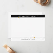 Classy familienaam Gouden Hart Zwart en Wit Notitiekaartje (Voorkant / Achterkant in situ)