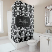 Classy Family Name Monogram Damask Patroon Douchegordijn (In situ)